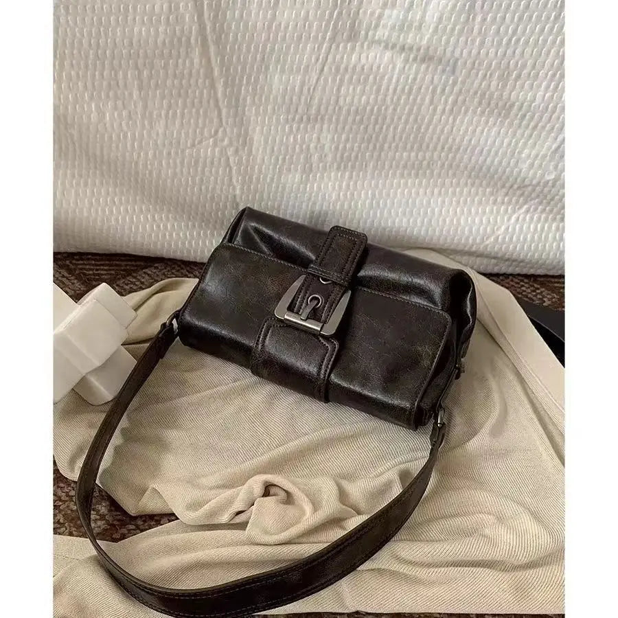 Women's New 2024 Single Shoulder Crossbody Retro Motorcycle Small Bag Underarm Bag