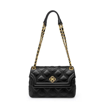 Women's New Fragrance Genuine Leather Handbag Fashion Luxury Texture Rhombic Chain Crossbody Shoulder Bag