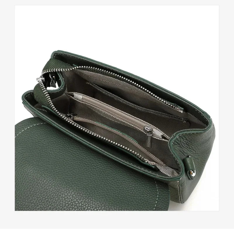 Women's New Genuine Handbag Fashion Embossed Cowhide Leather Shoulder Leisure Simple Crossbody Bag