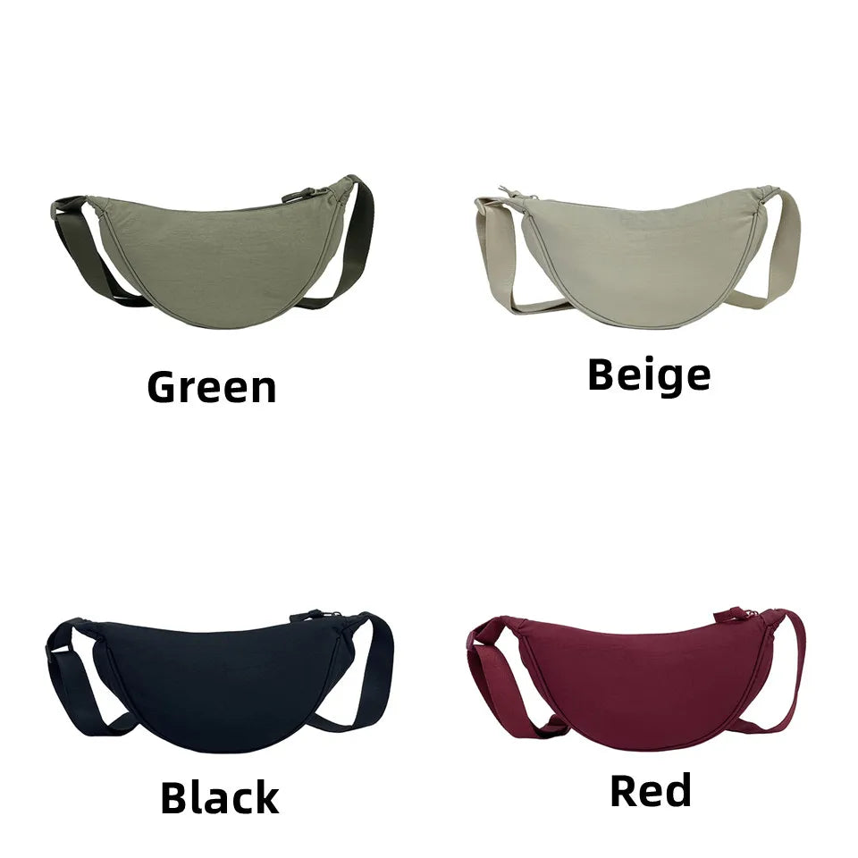 Women's New Simple Shoulder Canvas Bag Nylon Messenger Bag Trendy Dumpling Bag Lightweight Small Shoulder Bag Armpit Bag