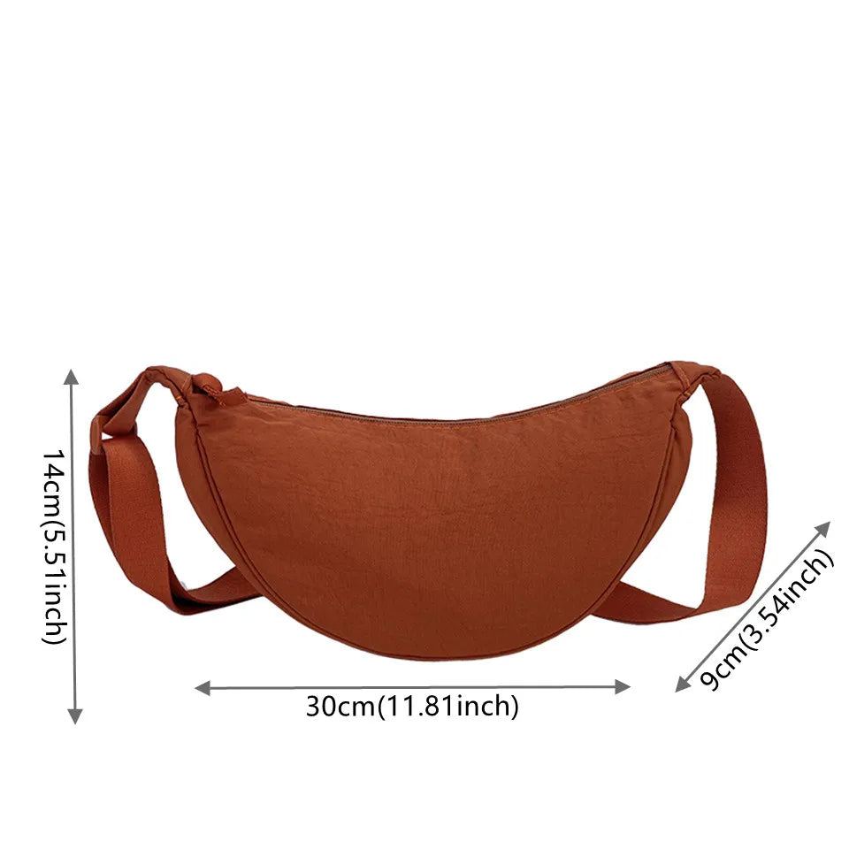 Women's New Simple Shoulder Canvas Bag Nylon Messenger Bag Trendy Dumpling Bag Lightweight Small Shoulder Bag Armpit Bag
