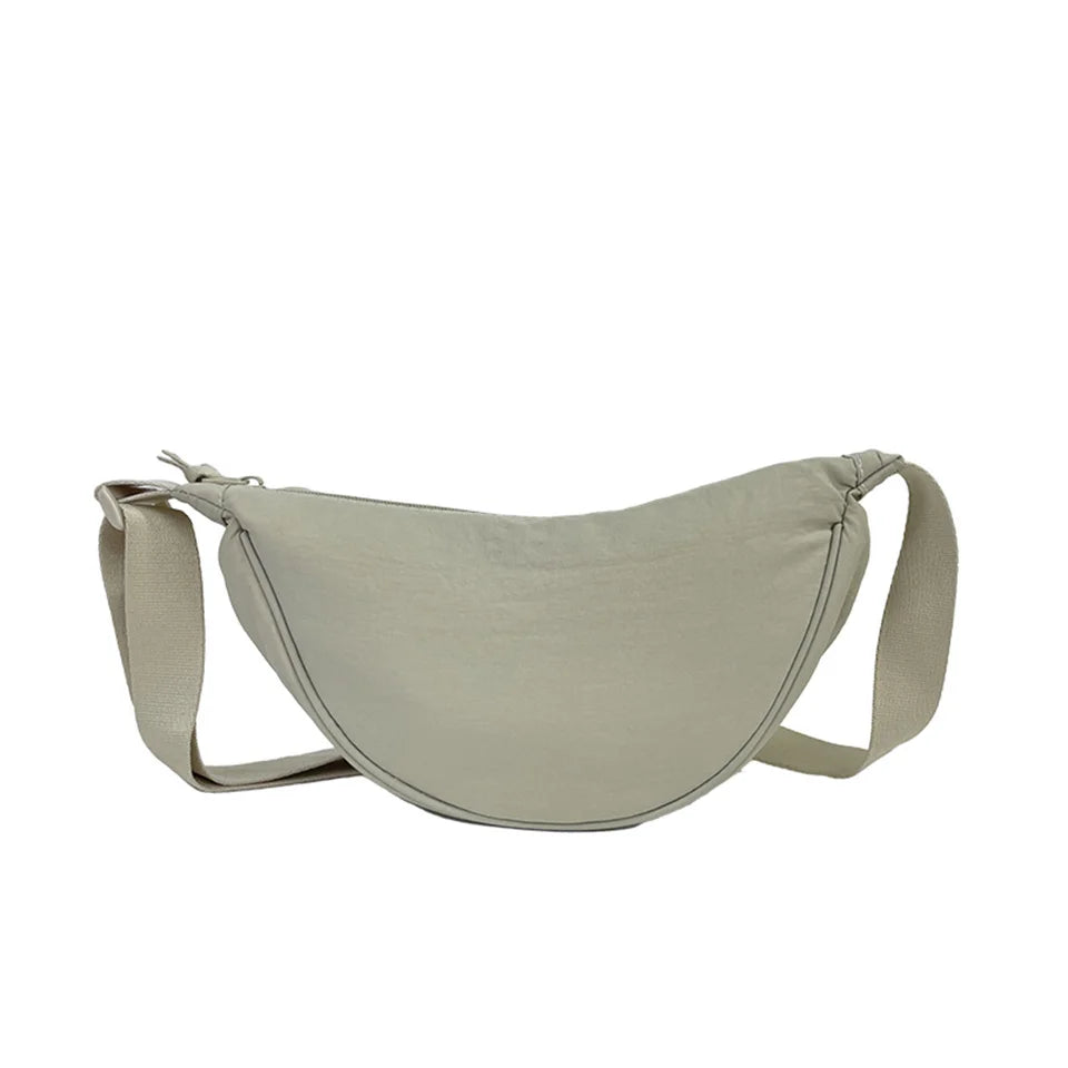 Women's New Simple Shoulder Canvas Bag Nylon Messenger Bag Trendy Dumpling Bag Lightweight Small Shoulder Bag Armpit Bag