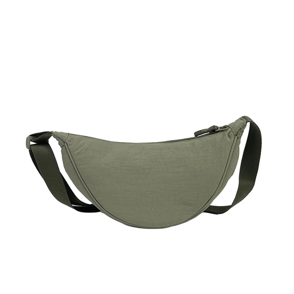 Women's New Simple Shoulder Canvas Bag Nylon Messenger Bag Trendy Dumpling Bag Lightweight Small Shoulder Bag Armpit Bag