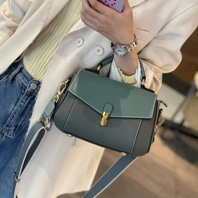 Women's New Trendy All-match Genuine Leather Messenger Shoulder Bag Ladies Fashion First Layer Cowhide Handbag High Quality