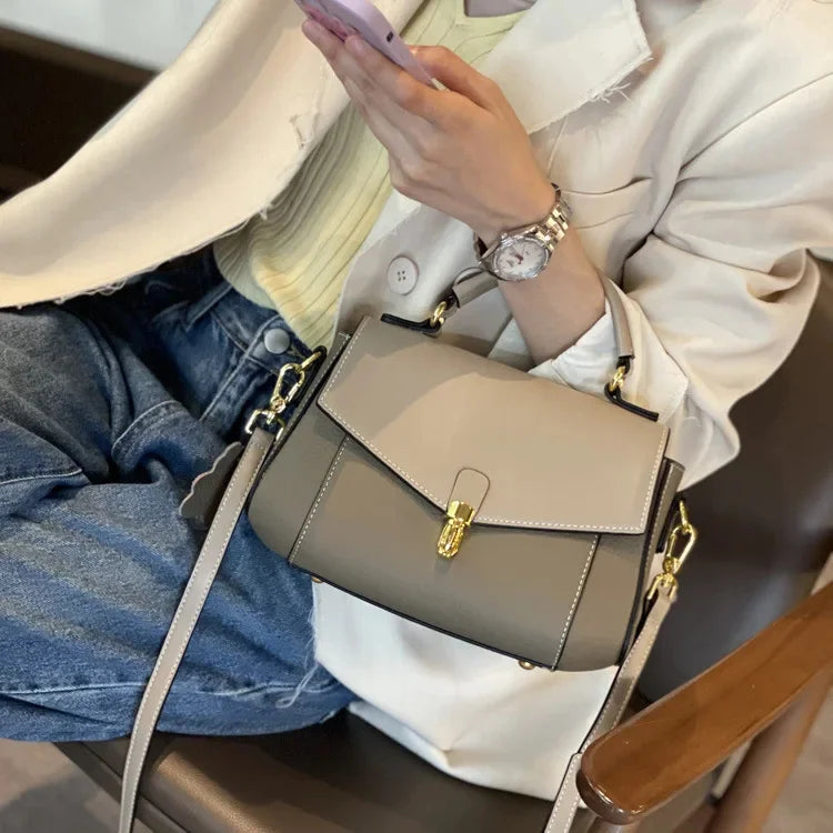 Women's New Trendy All-match Genuine Leather Messenger Shoulder Bag Ladies Fashion First Layer Cowhide Handbag High Quality