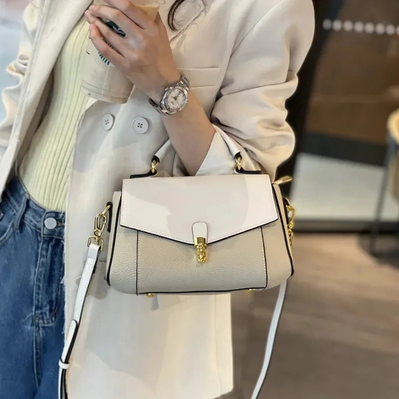 Women's New Trendy All-match Genuine Leather Messenger Shoulder Bag Ladies Fashion First Layer Cowhide Handbag High Quality
