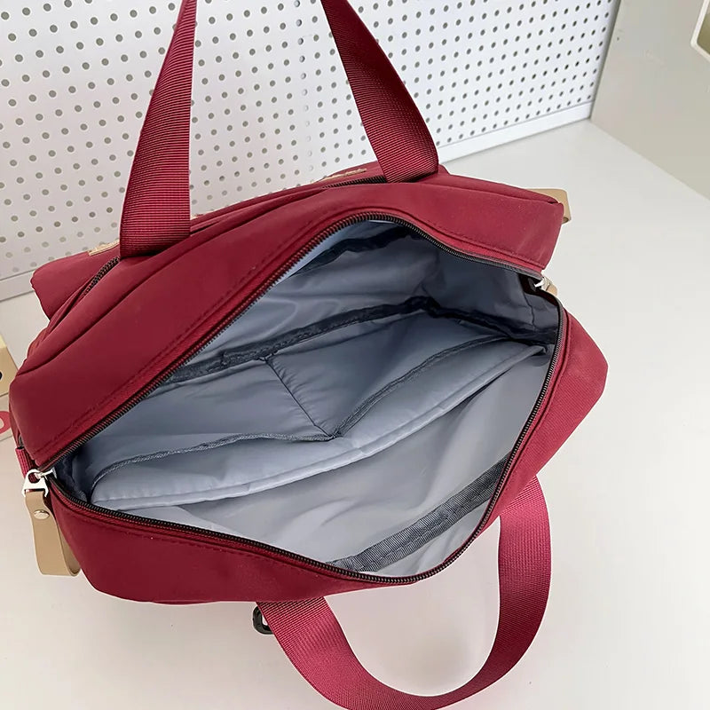 Women's Nylon Backpack Candy Color Waterproof School Bag Teen Girls Contrast Color Shoulder Bag Women's Backpack Mochila