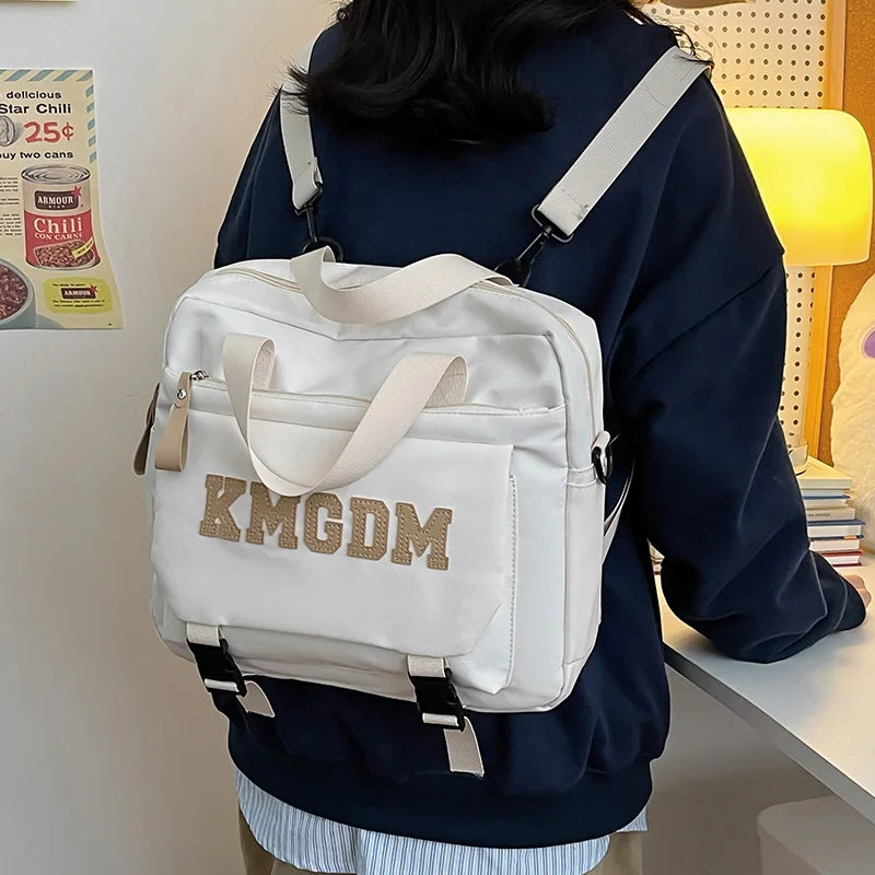 Women's Nylon Backpack Candy Color Waterproof School Bag Teen Girls Contrast Color Shoulder Bag Women's Backpack Mochila