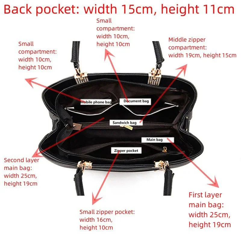 Women's PU Leather Shoulder Totes Waterproof Handbag Ladies Fashion Designer Crossbody Sling Messenger Bag for Female Girl