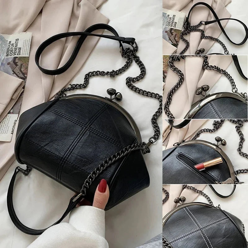 Women's PU Leather Shoulder Waterproof Shell Chain Handbag Ladies Fashion Designer Crossbody Sling Messenger Bag for Female