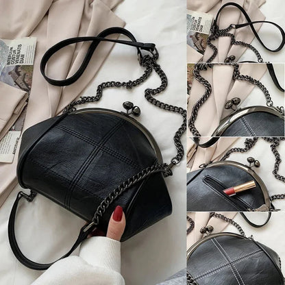 Women's PU Leather Shoulder Waterproof Shell Chain Handbag Ladies Fashion Designer Crossbody Sling Messenger Bag for Female