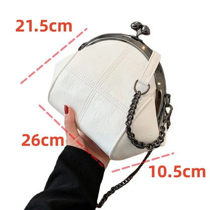 Women's PU Leather Shoulder Waterproof Shell Chain Handbag Ladies Fashion Designer Crossbody Sling Messenger Bag for Female