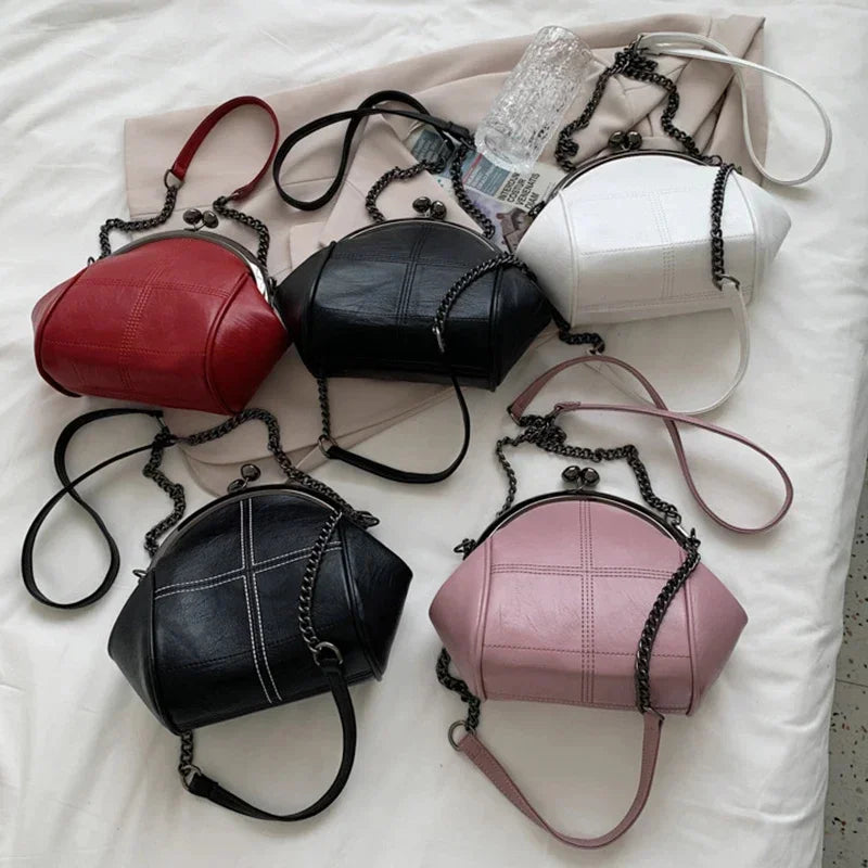 Women's PU Leather Shoulder Waterproof Shell Chain Handbag Ladies Fashion Designer Crossbody Sling Messenger Bag for Female