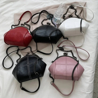 Women's PU Leather Shoulder Waterproof Shell Chain Handbag Ladies Fashion Designer Crossbody Sling Messenger Bag for Female