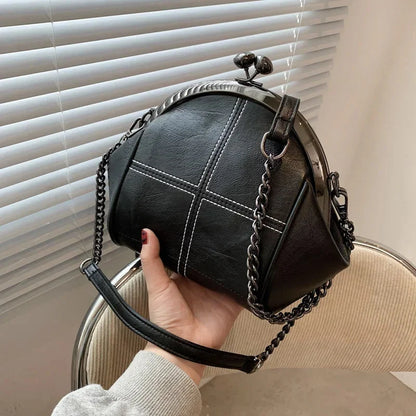 Women's PU Leather Shoulder Waterproof Shell Chain Handbag Ladies Fashion Designer Crossbody Sling Messenger Bag for Female