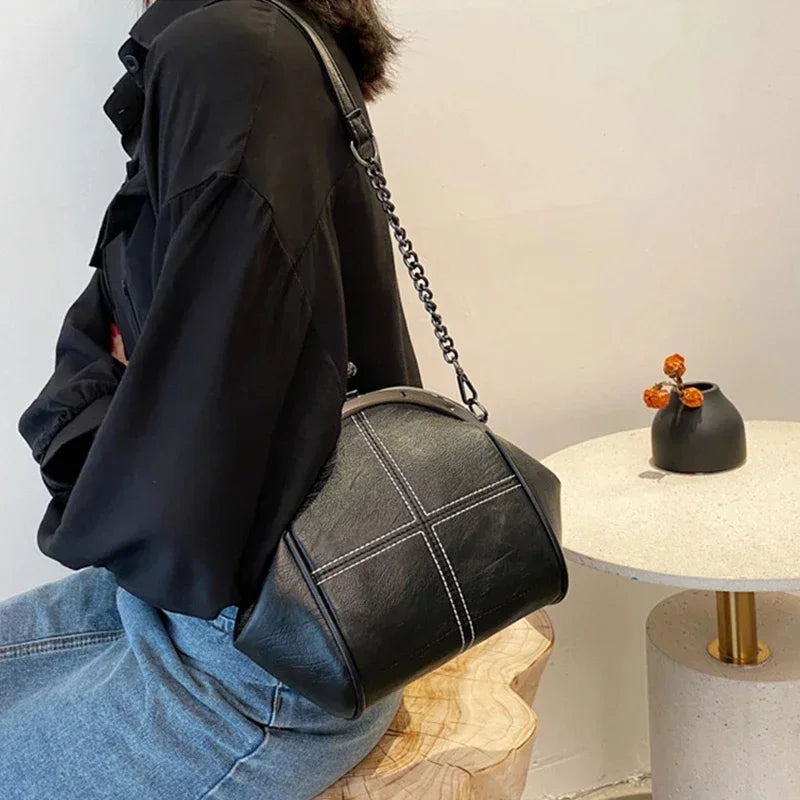 Women's PU Leather Shoulder Waterproof Shell Chain Handbag Ladies Fashion Designer Crossbody Sling Messenger Bag for Female
