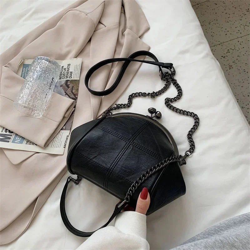 Women's PU Leather Shoulder Waterproof Shell Chain Handbag Ladies Fashion Designer Crossbody Sling Messenger Bag for Female