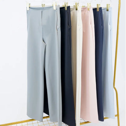 Women's Pants With Pockets Flared Leg Zipper Pants High Waist Fitness Casual Tummy Tuck Pants