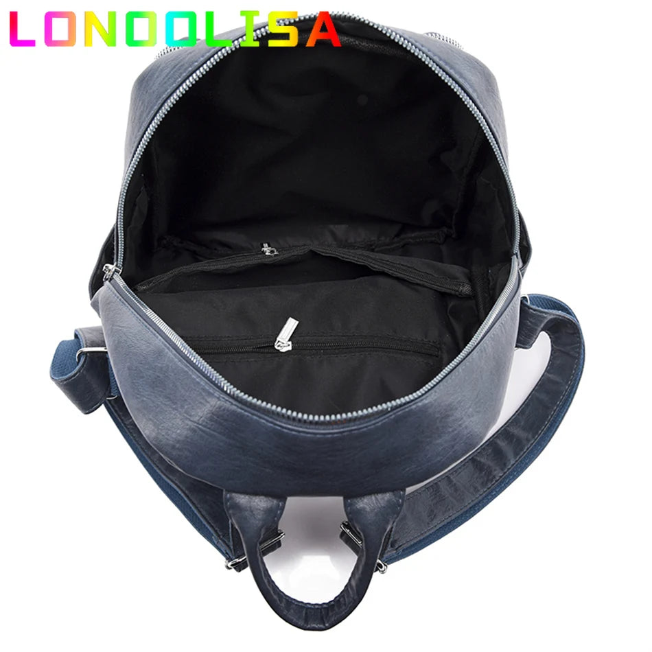 Women's Quality PU Leather Back Pack Shoulder Bags Handbag Retro Female Backpack School Bags for Teenager Girl Rucksack Mochilas
