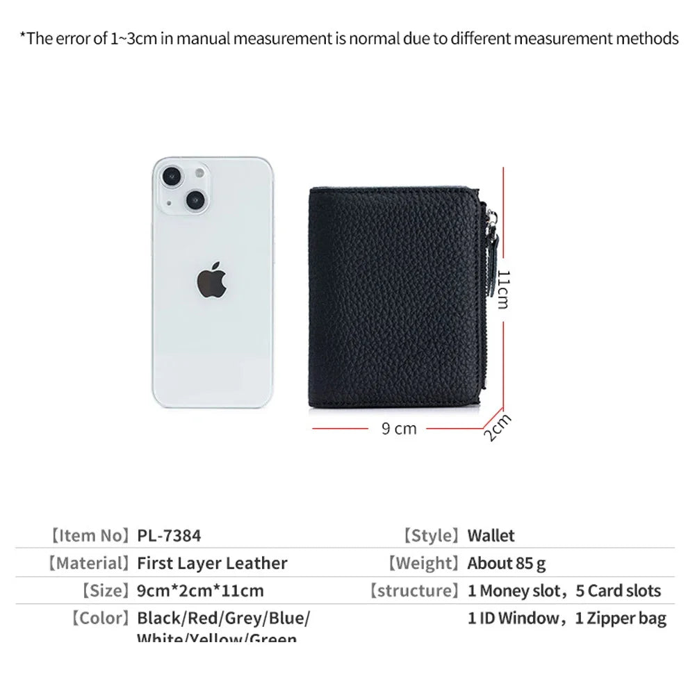 Women's RFID Blocking Leather Compact Bi-fold Wallet for Woman Zipper Coin Pocket Small Ladies Purse with ID Window
