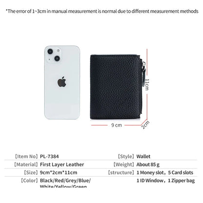 Women's RFID Blocking Leather Compact Bi-fold Wallet for Woman Zipper Coin Pocket Small Ladies Purse with ID Window
