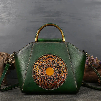 Women's Retro Handbag Totem Genuine Women Luxury Designer Single Shoulder Top Layer Cow Leather Crossbody Bags