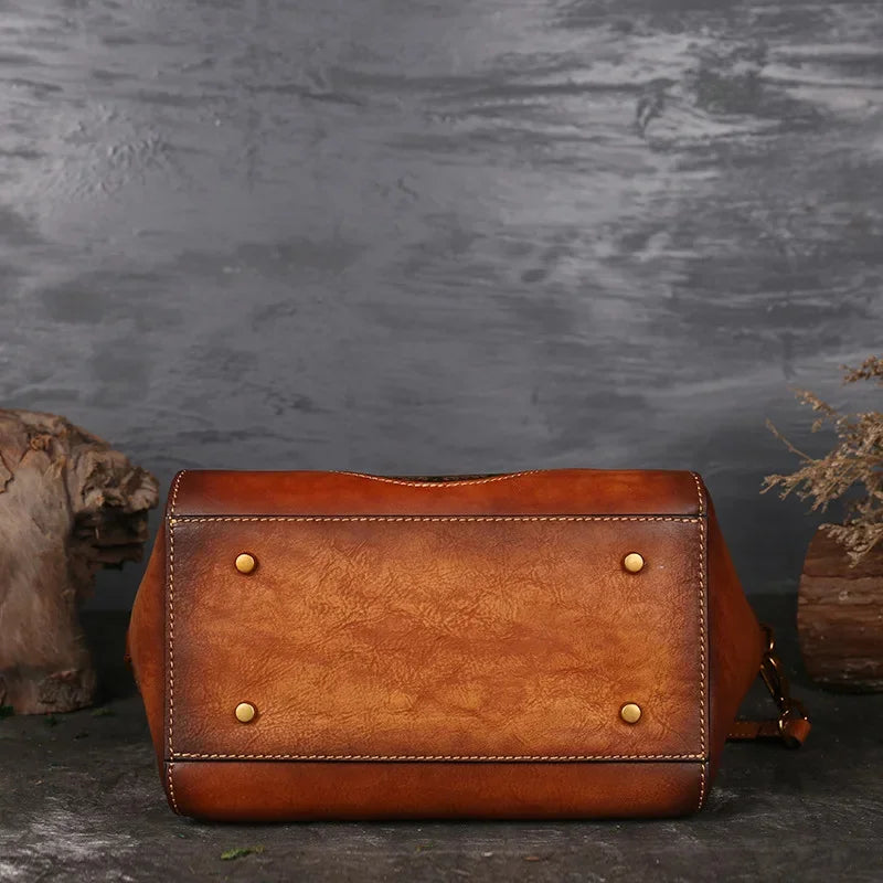 Women's Retro Handbag Totem Genuine Women Luxury Designer Single Shoulder Top Layer Cow Leather Crossbody Bags