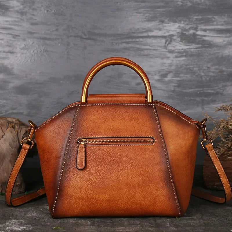 Women's Retro Handbag Totem Genuine Women Luxury Designer Single Shoulder Top Layer Cow Leather Crossbody Bags