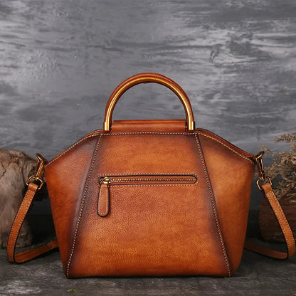 Women's Retro Handbag Totem Genuine Women Luxury Designer Single Shoulder Top Layer Cow Leather Crossbody Bags