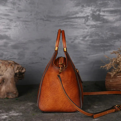 Women's Retro Handbag Totem Genuine Women Luxury Designer Single Shoulder Top Layer Cow Leather Crossbody Bags