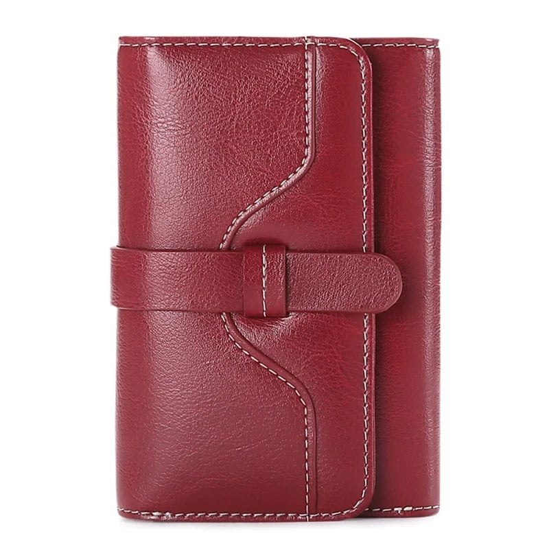 Women's Retro Leather Wallet Female Short Credit Card Holder Coin Purse Trifold Wallets for Girls Ladies Hasp Mony Bag