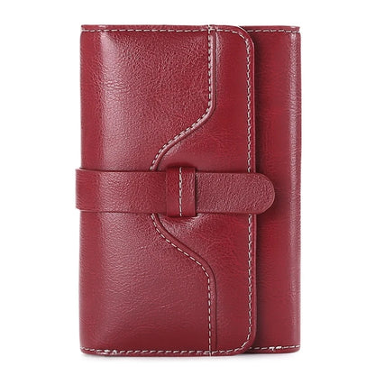 Women's Retro Leather Wallet Female Short Credit Card Holder Coin Purse Trifold Wallets for Girls Ladies Hasp Mony Bag