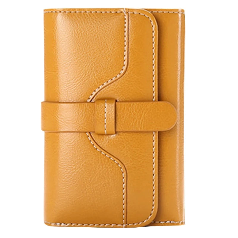 Women's Retro Leather Wallet Female Short Credit Card Holder Coin Purse Trifold Wallets for Girls Ladies Hasp Mony Bag