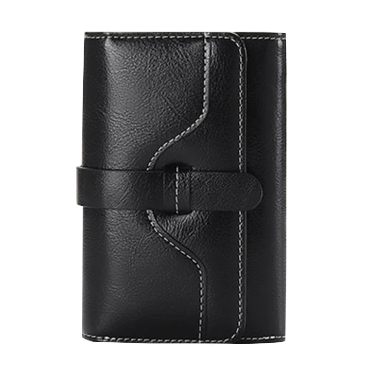 Women's Retro Leather Wallet Female Short Credit Card Holder Coin Purse Trifold Wallets for Girls Ladies Hasp Mony Bag