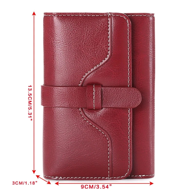 Women's Retro Leather Wallet Female Short Credit Card Holder Coin Purse Trifold Wallets for Girls Ladies Hasp Mony Bag