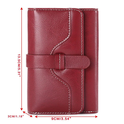 Women's Retro Leather Wallet Female Short Credit Card Holder Coin Purse Trifold Wallets for Girls Ladies Hasp Mony Bag