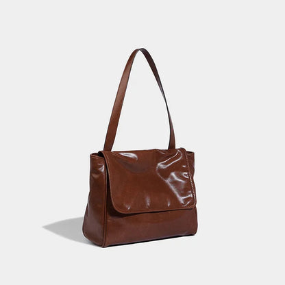 Women's Retro Messenger 2024 Simple Soft Leather Shoulder Versatile Capacity Underarm Commuting Large Tote Bag