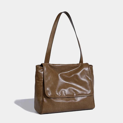 Women's Retro Messenger 2024 Simple Soft Leather Shoulder Versatile Capacity Underarm Commuting Large Tote Bag