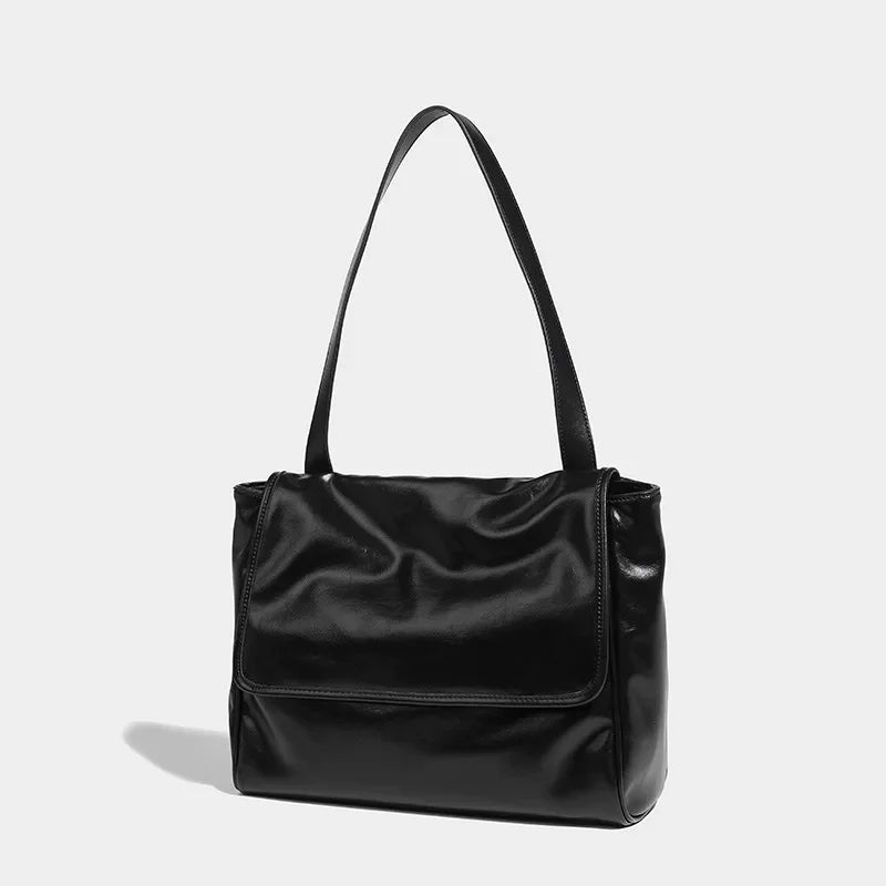 Women's Retro Messenger 2024 Simple Soft Leather Shoulder Versatile Capacity Underarm Commuting Large Tote Bag