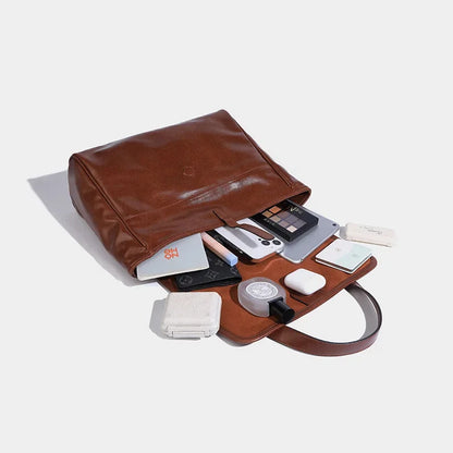 Women's Retro Messenger 2024 Simple Soft Leather Shoulder Versatile Capacity Underarm Commuting Large Tote Bag