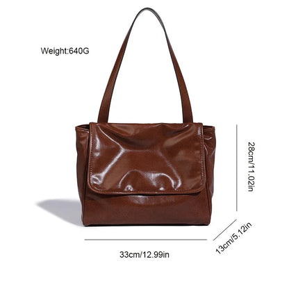Women's Retro Messenger 2024 Simple Soft Leather Shoulder Versatile Capacity Underarm Commuting Large Tote Bag