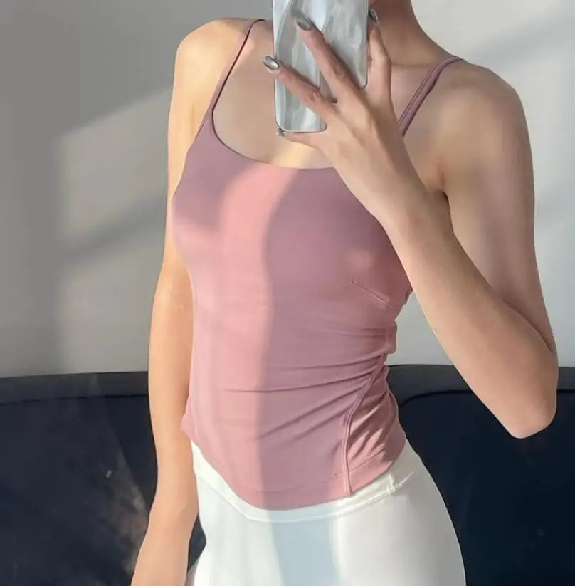 Women's Sexy Tank With Padded Bra Comfortable Tanks Soft Girl Ladies  Cropped Vest