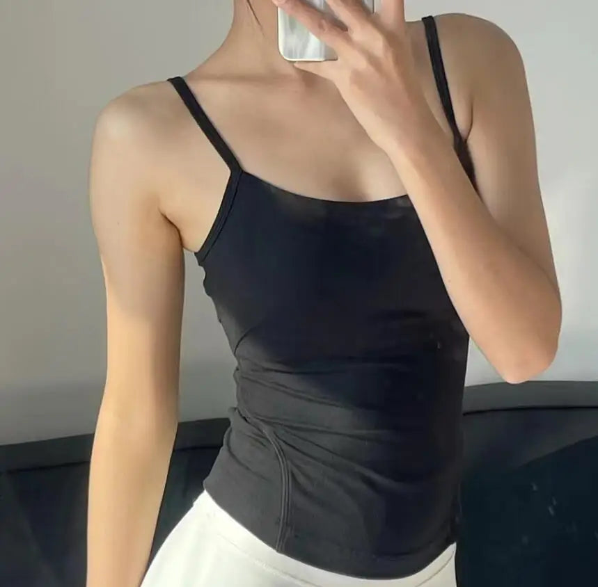 Women's Sexy Tank With Padded Bra Comfortable Tanks Soft Girl Ladies  Cropped Vest
