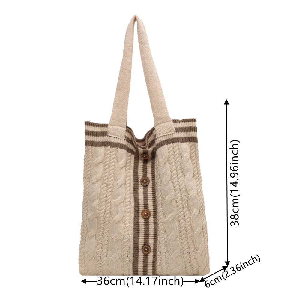 Women's Shoulder Bag Knit Handbag Large Capacity New Fashion Messenger Bag Small Fashion Women's Single Shoulder Tote