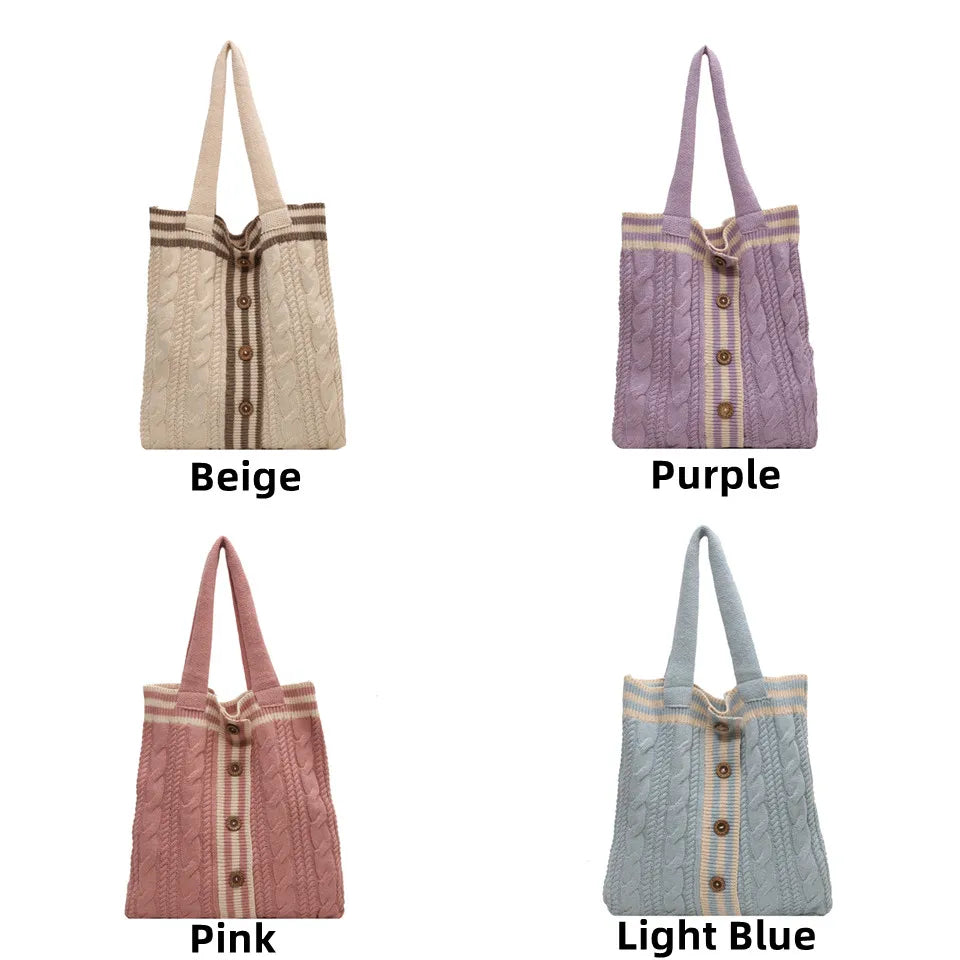Women's Shoulder Bag Knit Handbag Large Capacity New Fashion Messenger Bag Small Fashion Women's Single Shoulder Tote