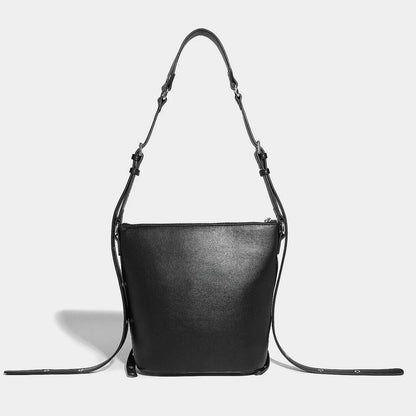 Women's Shoulder Oil Waxed Leather Motorcycle Bucket 2024 Textured Underarm Versatile Trendy Crossbody Bag for Women