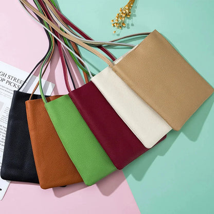 Women's Small Shoulder Lightweight and Fashionable Mini Soft Leather Phone Bag, Japanese Style Simple Commuter Crossbody Ba