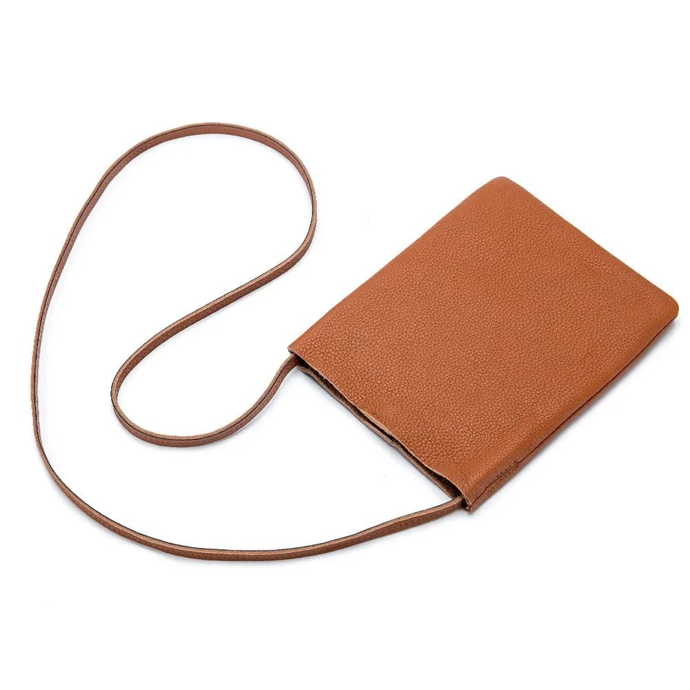 Women's Small Shoulder Lightweight and Fashionable Mini Soft Leather Phone Bag, Japanese Style Simple Commuter Crossbody Ba