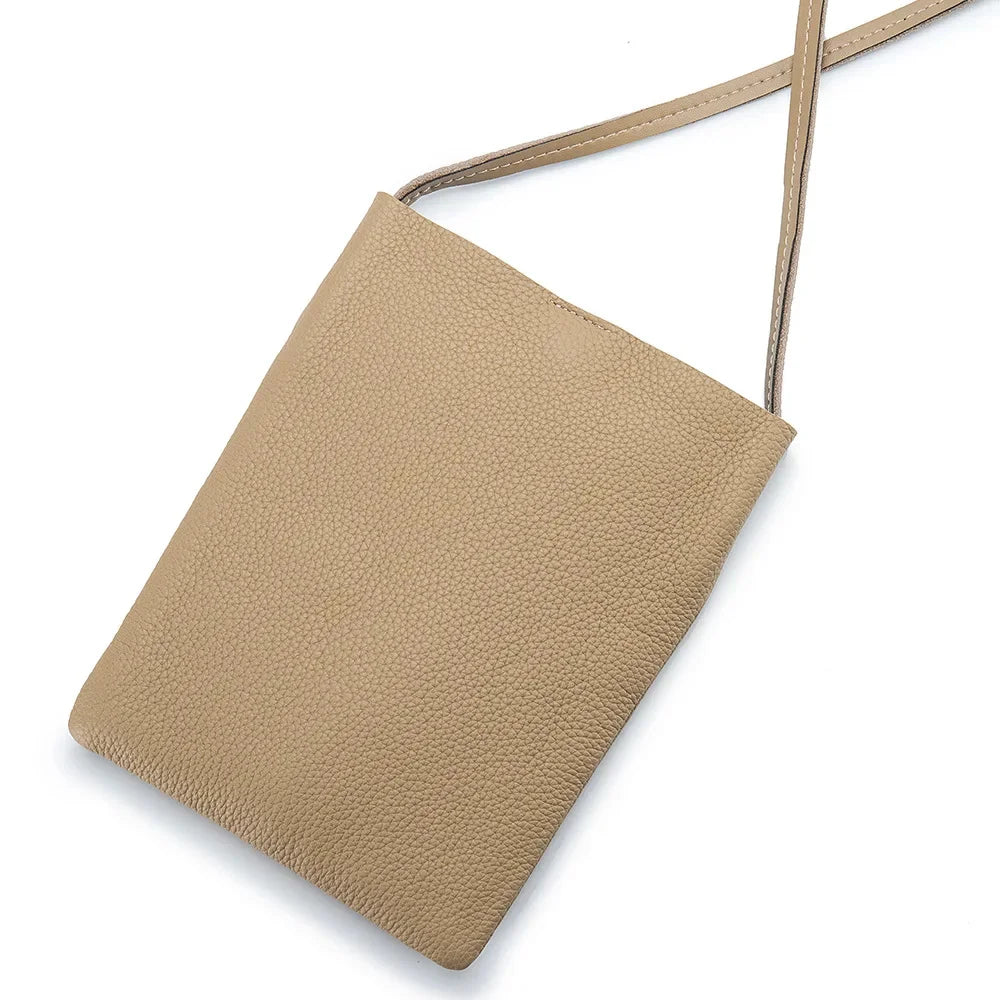 Women's Small Shoulder Lightweight and Fashionable Mini Soft Leather Phone Bag, Japanese Style Simple Commuter Crossbody Ba