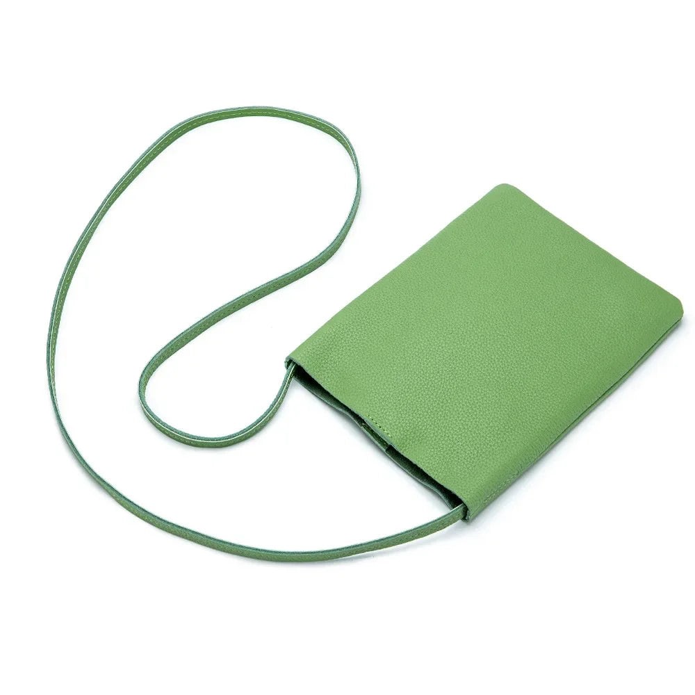 Women's Small Shoulder Lightweight and Fashionable Mini Soft Leather Phone Bag, Japanese Style Simple Commuter Crossbody Ba